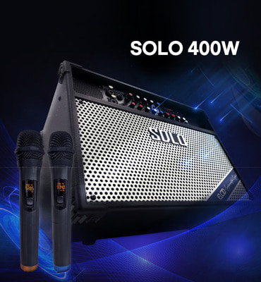 충전식 앰프 스피커 블루투스 SOLO 400W 무선 핸드 마이크 2개 포함